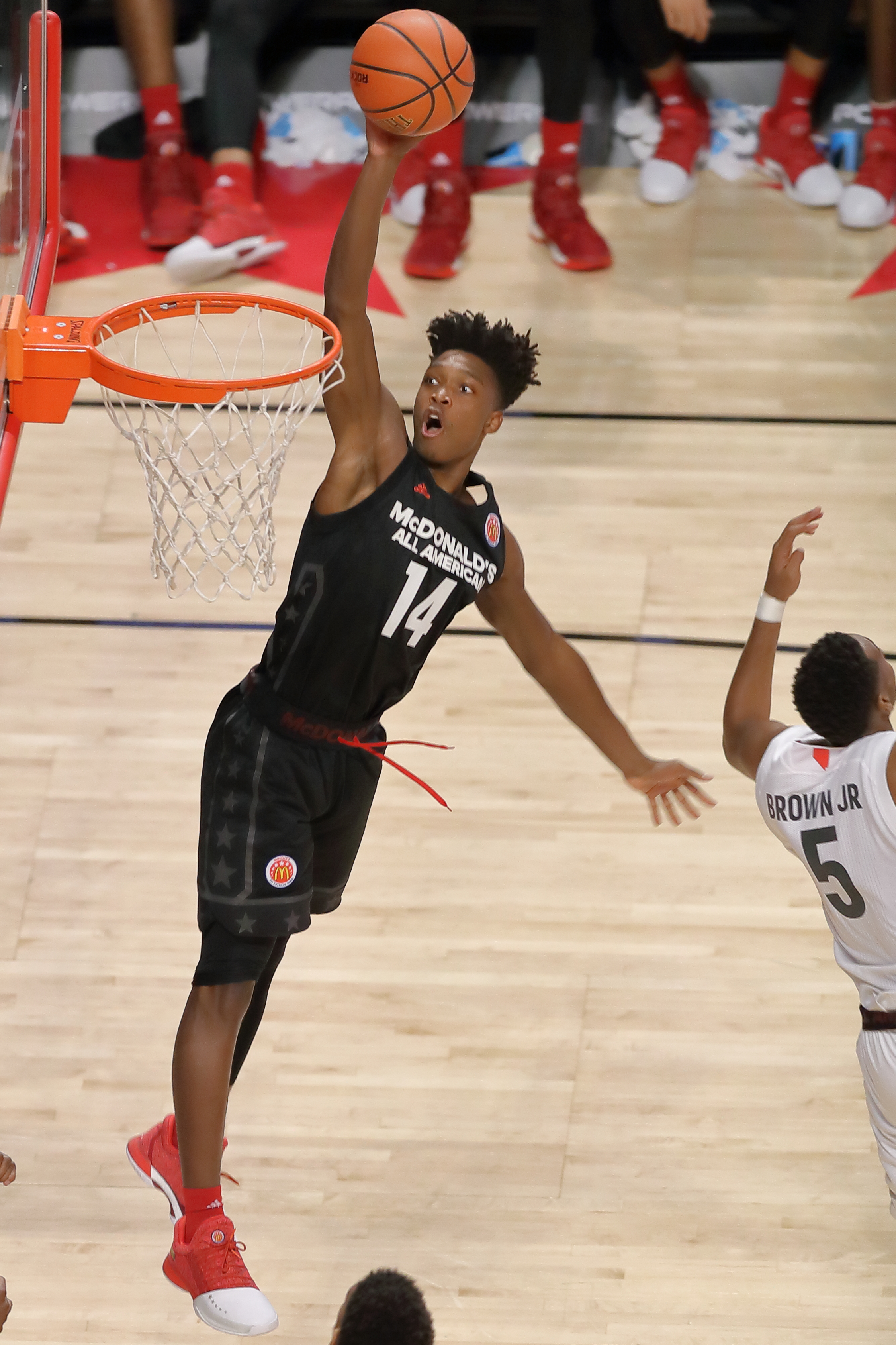 The Miami Hurricane's Lonnie Walker dunking in the McDonald's All American Game